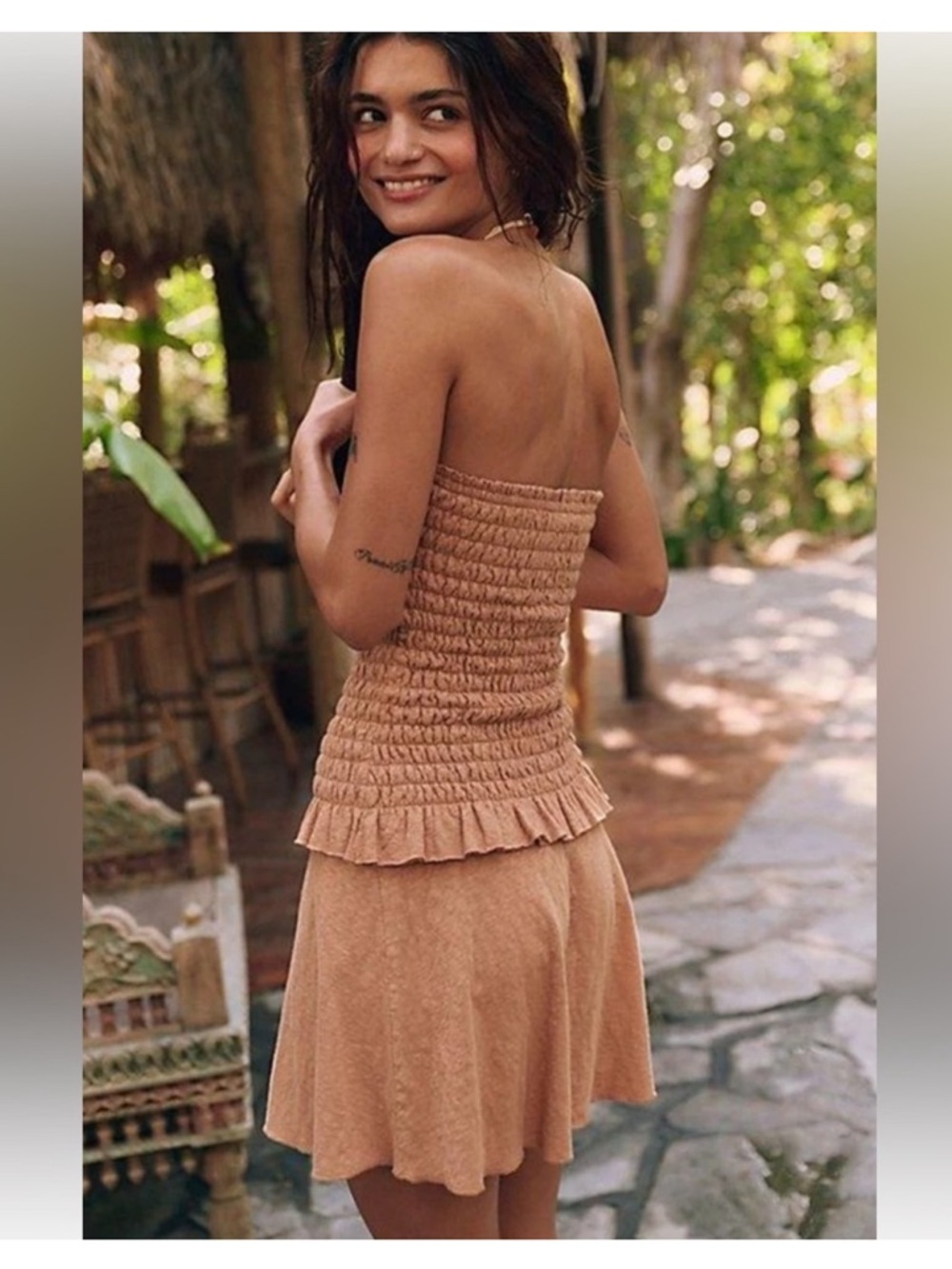 Free People Lora Skirt & Top Set Suntan Bronze Large NWT - Picture 3 of 8
